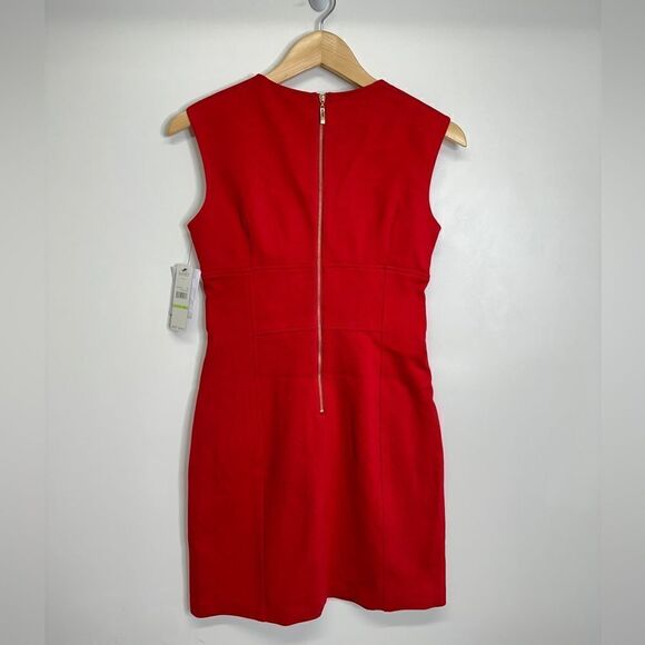 Laundry Red Pieced V-neck Mini Sleeveless Cocktail Dress Size 4 - Picture 3 of 12
